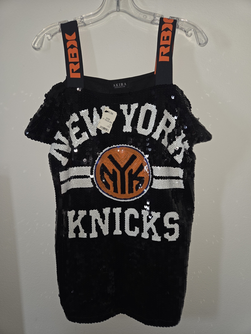 Akira***New York Knicks Sequin Graphic Dress with Orange Straps